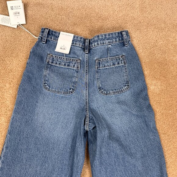 Free Assembly Patch Pocket Jeans Womens Blue Wide Leg Medium Wash Size 6 NWT New - Picture 7 of 10